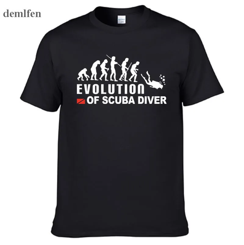 Evolution Of Scuba Diver нырять флаг погружения забавная черная футболка мужская новый