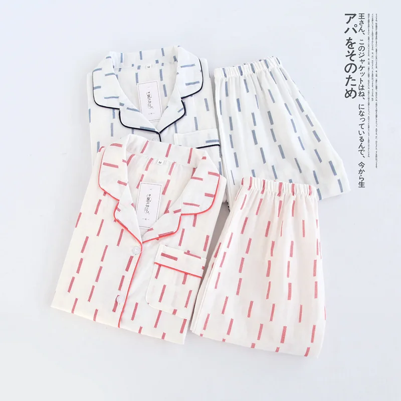 Летние Пижамные комплекты новая Хлопковая пижама Mujer полосатая Пижама женская