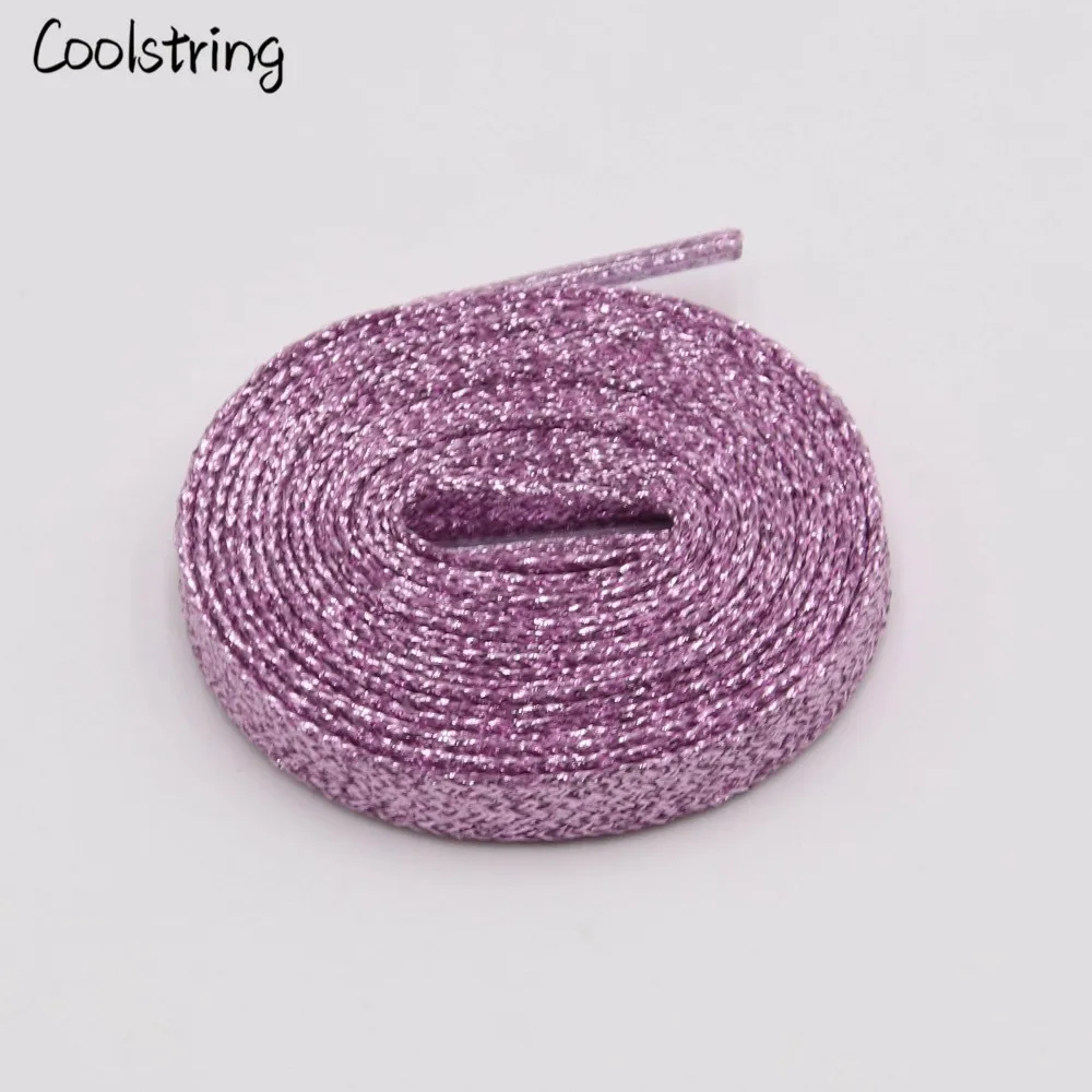 Coolstring Прохладный плоские блестящие шнурки Блестящие модные блестящие шнурки Рождество цвета Chic мерцающий 7 мм металлик