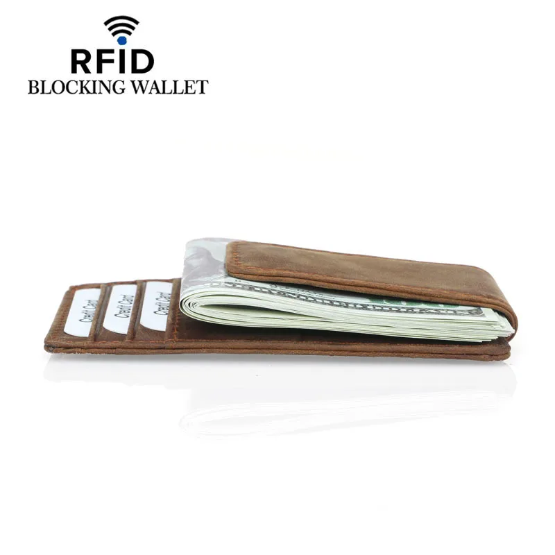 GENODERN натуральная кожа магнитный передний карман зажим для денег кошелек RFID Блокировка Сильный Магнит Тонкий кошелек