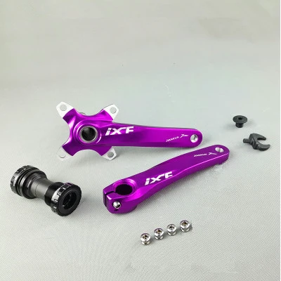 purple and axis bike MTB шатун со звездами для велосипеда полый один Кривошип цепная Звездочка из алюминиевого сплава горный велосипед рифленый диск MTB части велосипеда - Цвет: purple and axis bike