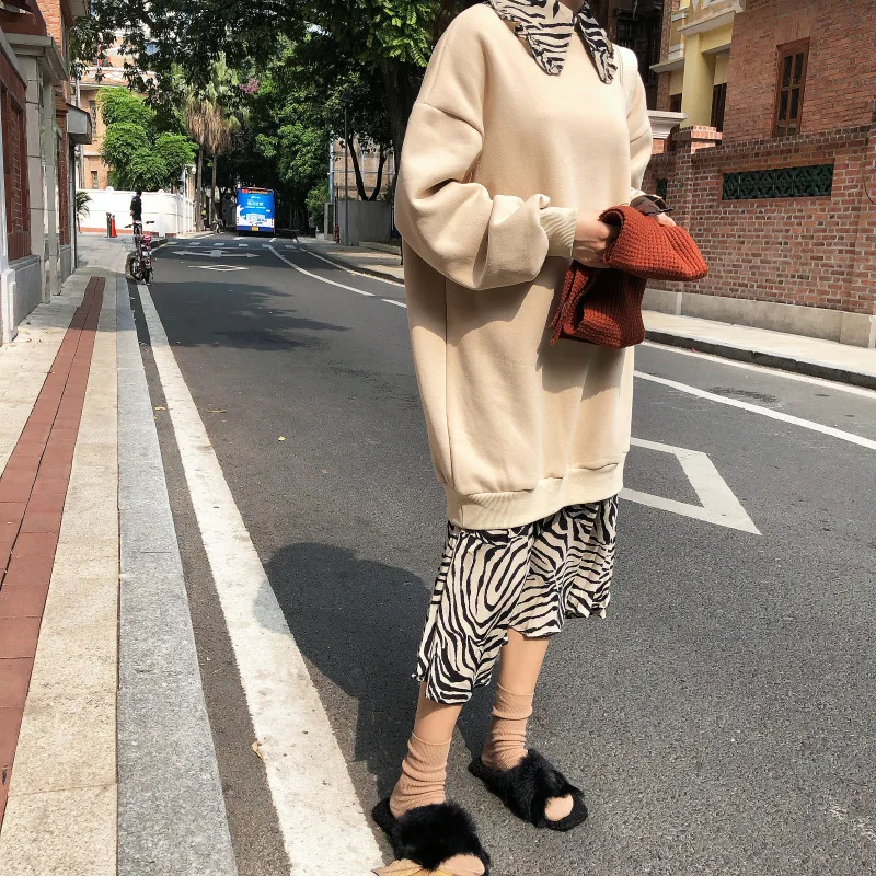 women's clothing 2019 new arrival women spring autumn fake two pieces ruffles patchwork dresses ladies loose sweaters dress | Женская