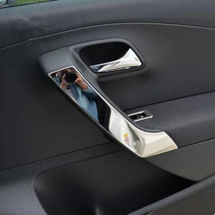 

Free shipping New Stainless steel door armrests trim cover case For Volkswagen vw POLO 2011-2017 auto accessories car-styling