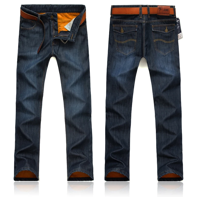 Heavyweigh Jeans New Mens Winter Velvet thick Warm Denim long Male Cotton Slim Straight cowboy trousers Size40 | Мужская одежда