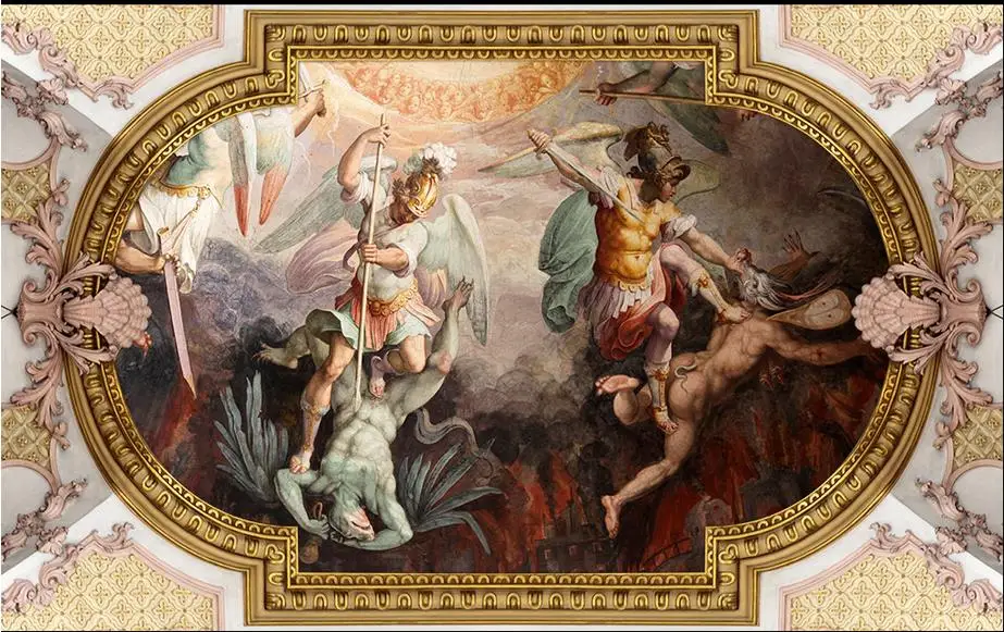 Европейская фигурка картина строительный узор обои Настенные потолки украшение