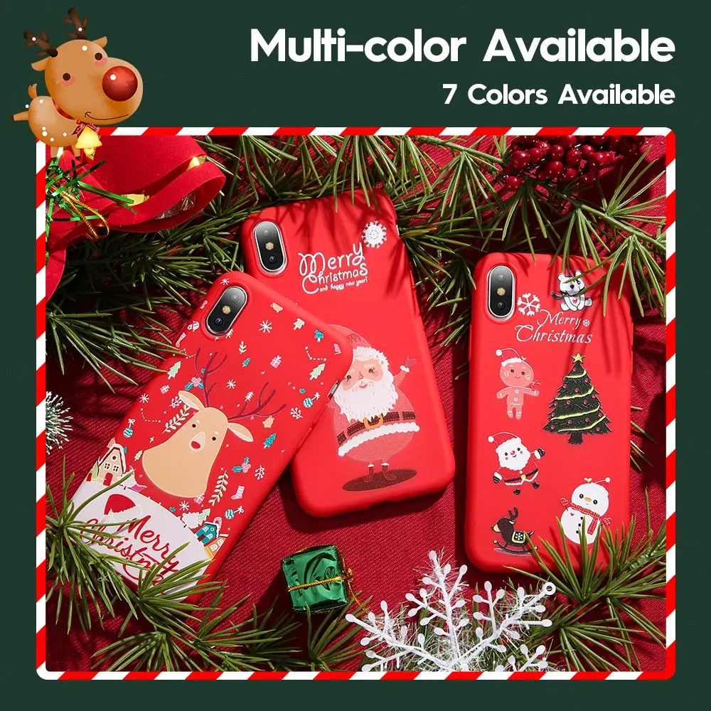 FLOVEME Рождественский чехол для телефона iPhone 7 plus 8 6 6s Мягкий 5s X XS MAX SE Чехлы милый