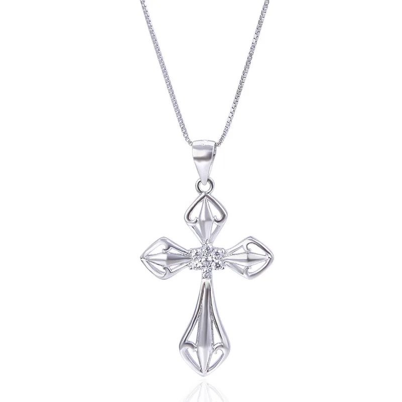YJ001045 Fashion Zircon-inlaid Hanging Clavicle Chain Personal Accessories for Men and Women Jewelry S925 Silver Cross Pendant | Украшения