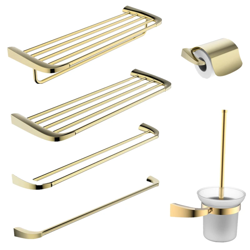 

bathroom set accessories soild brass toothbrush holder soap dispenser polished gold bathroom sets 5 pcs towel ring wall mounted