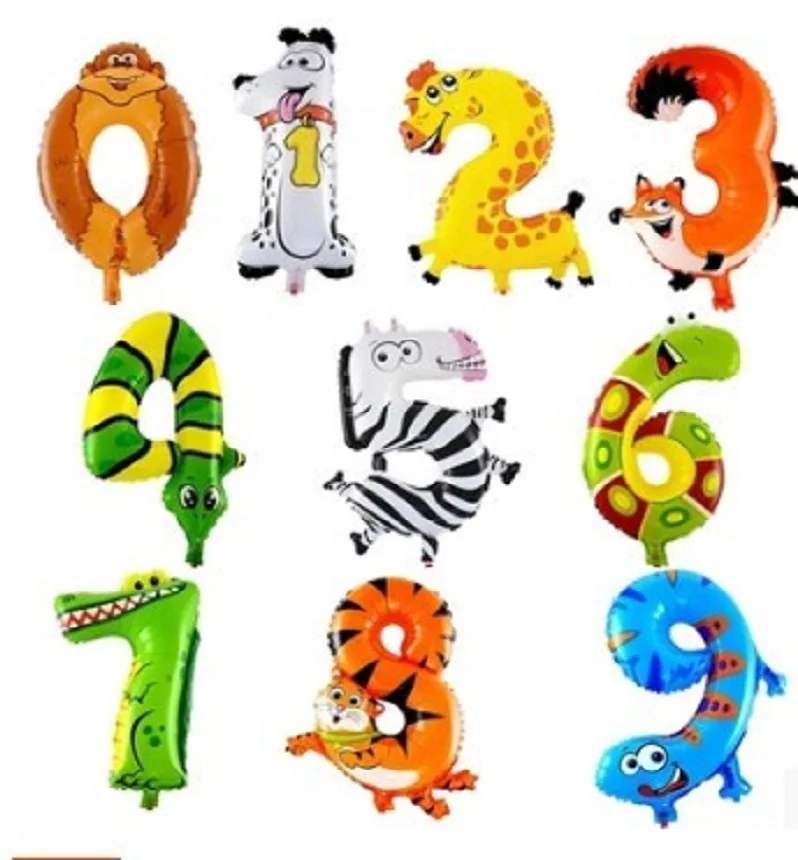 Лидер продаж 1 шт. фольгированный воздушный шар с номером животного (0 9) украшение