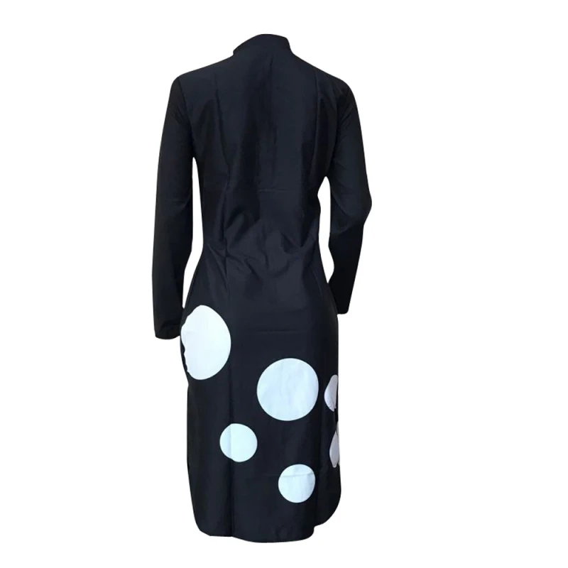 

New Fashion Women Casual Long Sleeve Shirt Dress Casual Polka Dot Design Midi Dress Office Lady Workwear Dress