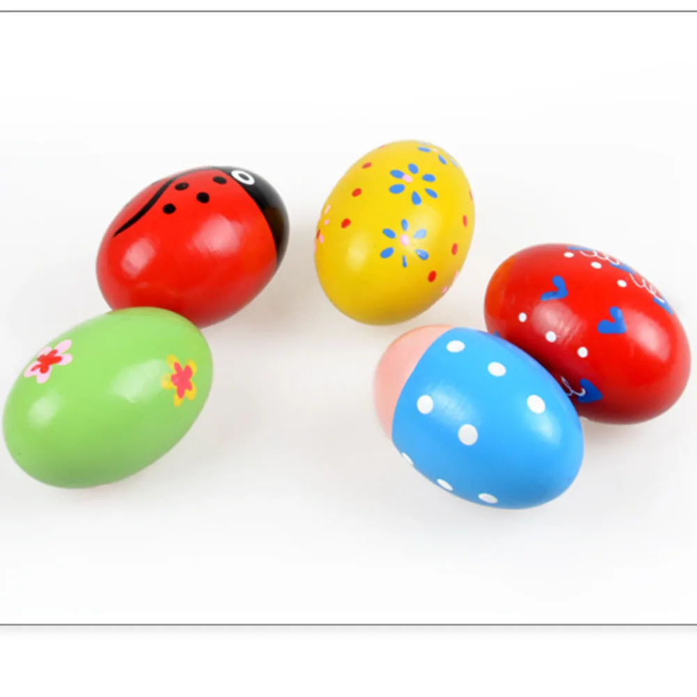 Красочные Orff яйцо форма детский колокольчик деревянная погремушка круглые