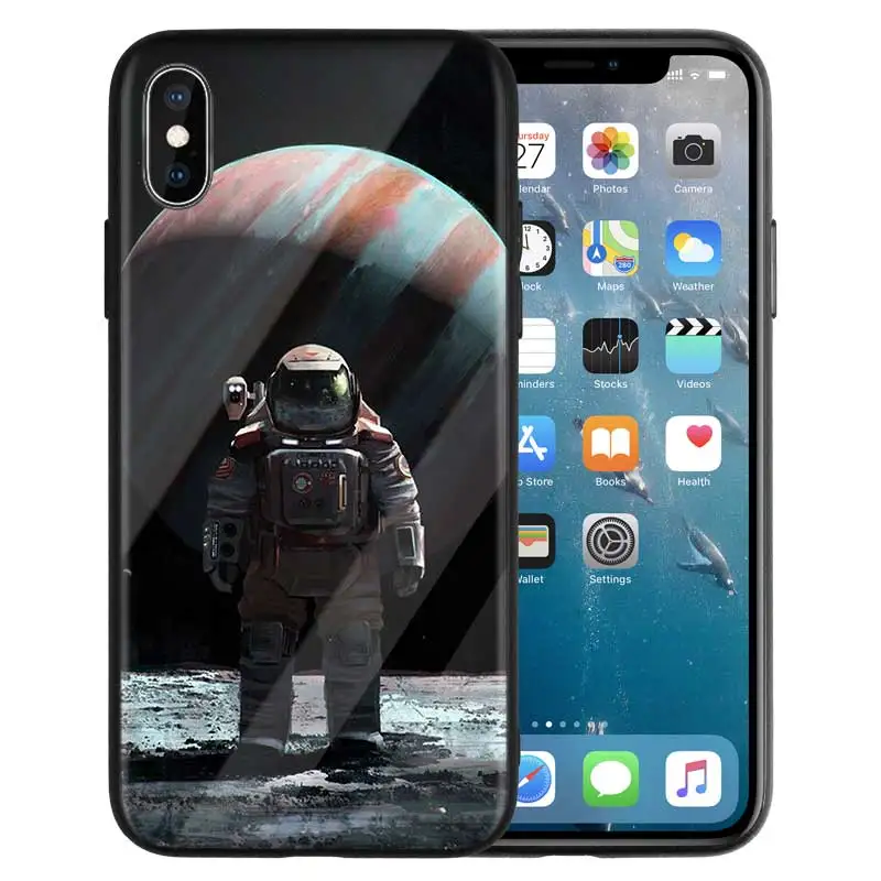 04 Забавный чехол с изображением космонавта любви Луны астронавта для iPhone X 7 6 6S 8 Plus, чехол для iPhone 11 11Pro XS MAX XR 7+ 8+ чехол из закаленного стекла - Цвет: 04