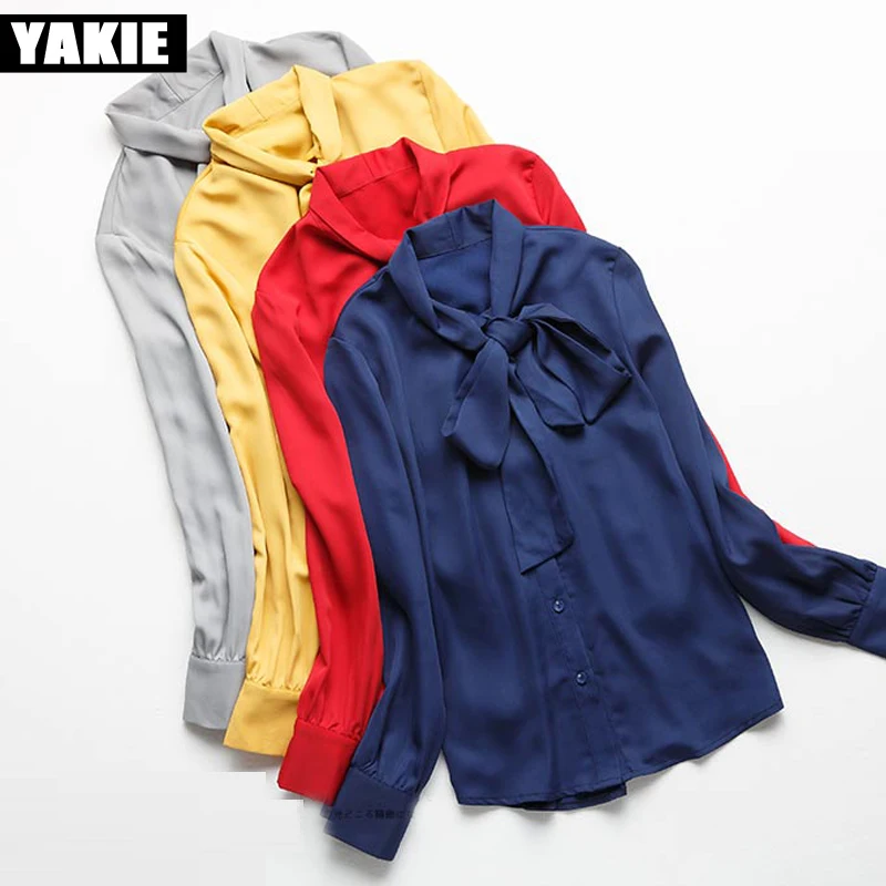 2017 Летние шифоновые блузки женская шифоновая блузка с длинным рукавом Офисная