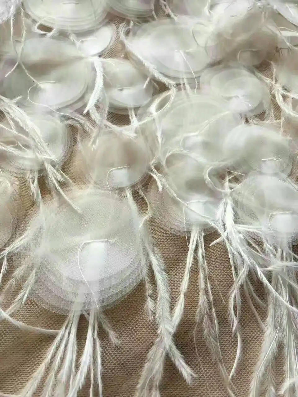 Кружевная ткань с 3d вышивкой для свадебных платьев кружевная перьями