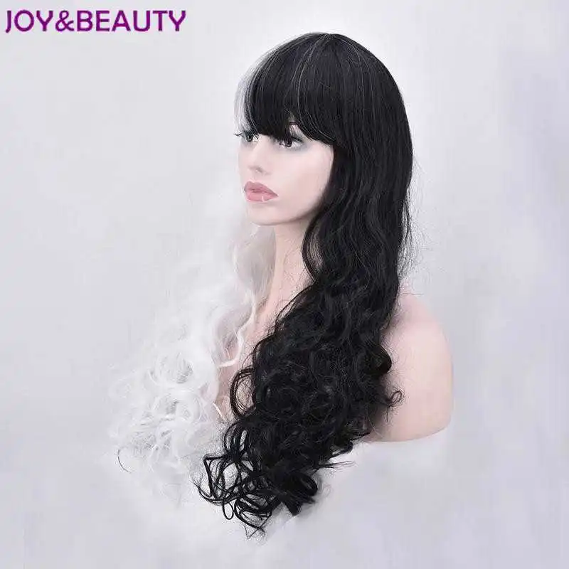 JOY & BEAUTY 70 см половина белого и черного цвета на плоской подошве удары термостойкость длинные волнистые