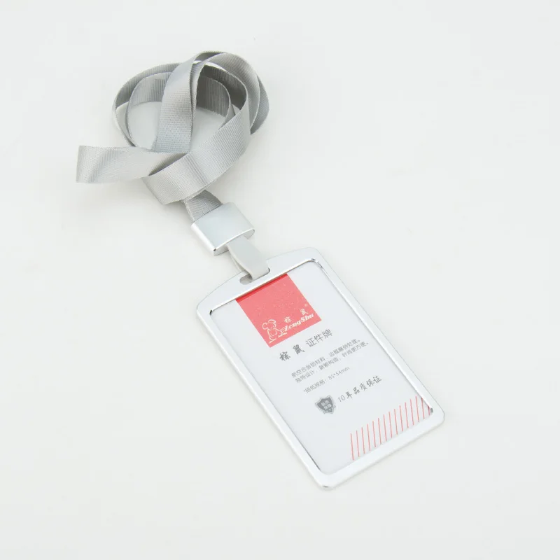 silver with rope Zongshu Средний авиационный алюминиевый сплав делопроизводитель ID держатель для карт многоцветный Экспонент woker идентификация имя карты бейдж Обложка - Цвет: silver with rope