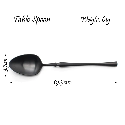 Table Spoon Черный набор столовых приборов 304 нержавеющая сталь нож для масла Десертная Вилка Западная столовая посуда набор кухонных принадлежностей - Цвет: Table Spoon