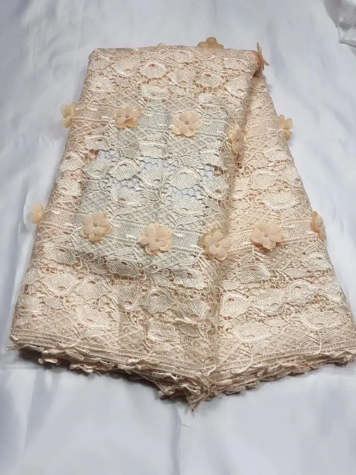 5 ярдов/шт. цветочный дизайн Африканское водорастворимое кружево с аппликацией