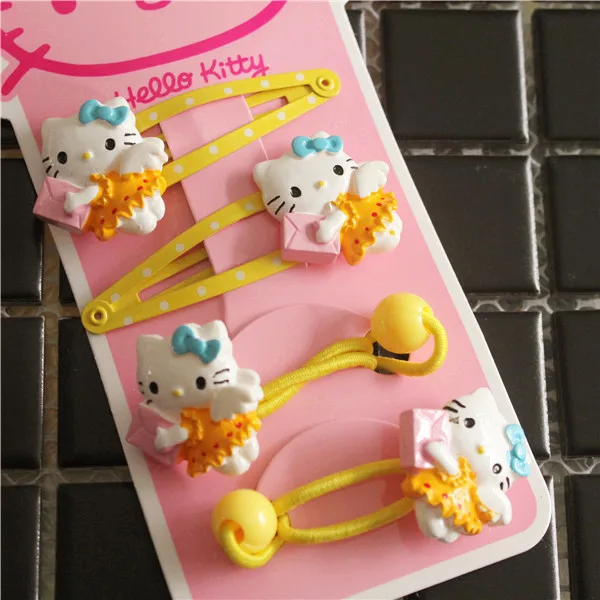 Модные детские головные уборы, Элегантные Заколки для волос hello kitty, резинки, резинки, аксессуары для волос, заколки резинки для волос для детей - Цвет: 4