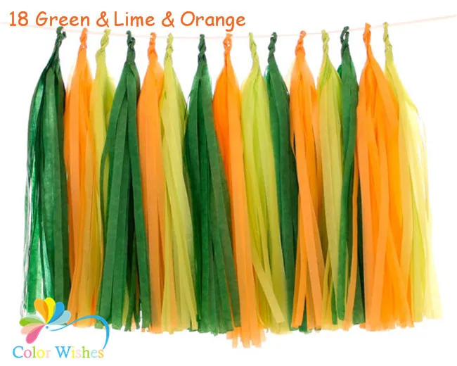 Гирлянда с зеленым лаймом и оранжевой папиросной бумагой 25*35 см 15 шт./лот