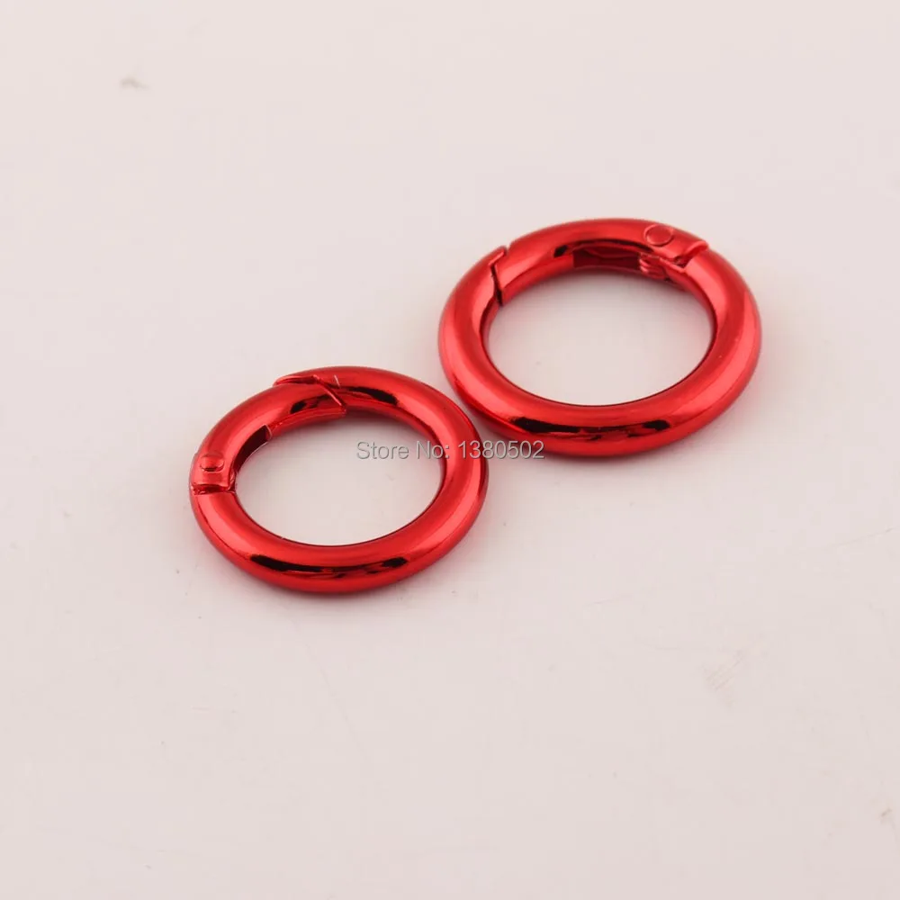 

10pcs/lot 25/28mm outer push gate Spring ring Clip Buckle key ring O Ring openable red and purple color for bag accessories