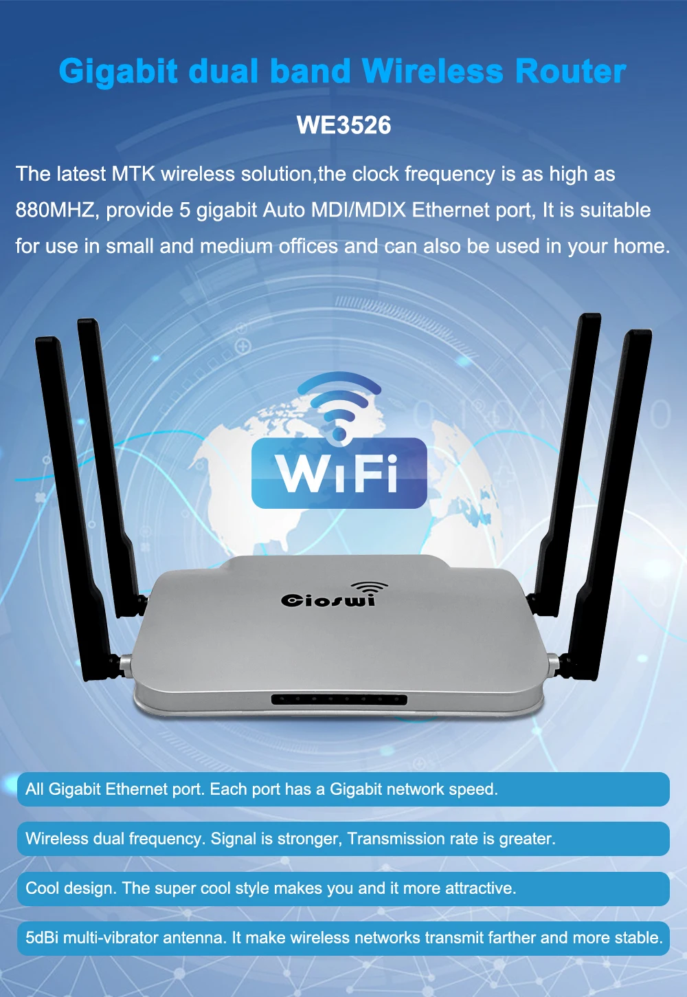 Cioswi wifi роутер высокого Мощность 1200 гигабитный wi-fi repeater 5 ГГц 802.11ac точка доступа Мобильный роутер wi-fi Openwrt Системы