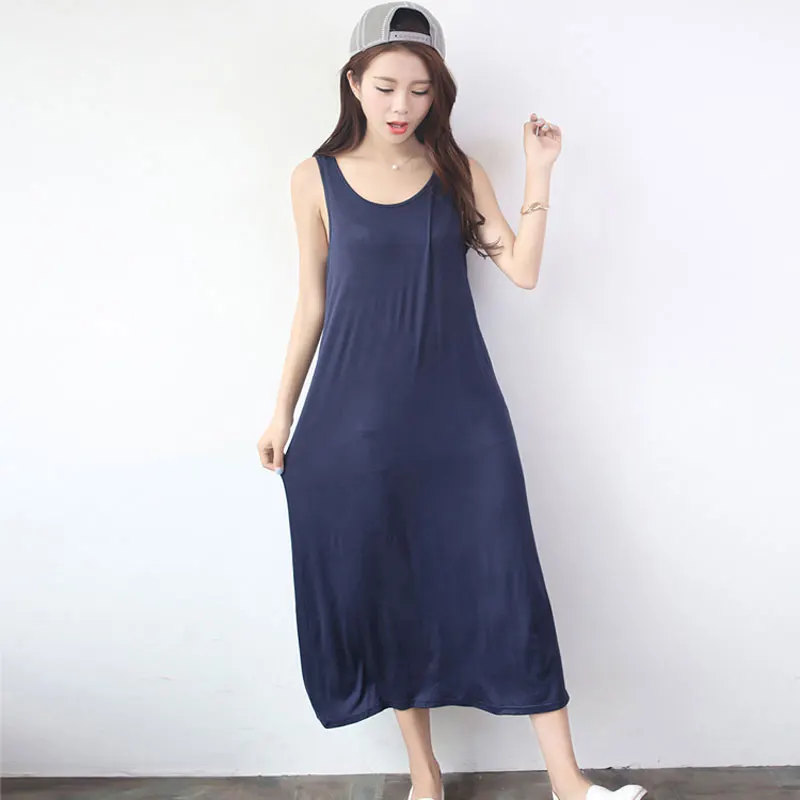 Новое поступление 2017 модное женское платье-майка из модала свободное хлопковое