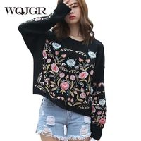 wqjgr 2022 news autumn and winter heavy flower round neck knitting sweater woman and pullover