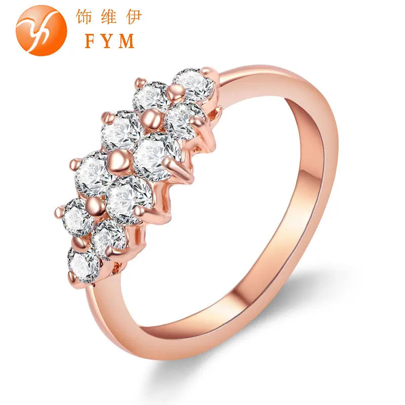

Womens Luxury Engagement Finger Rings Cubic Zirconia Rose Gold Color Wedding Bands Jewelry for Women Bride Promise Ring Party