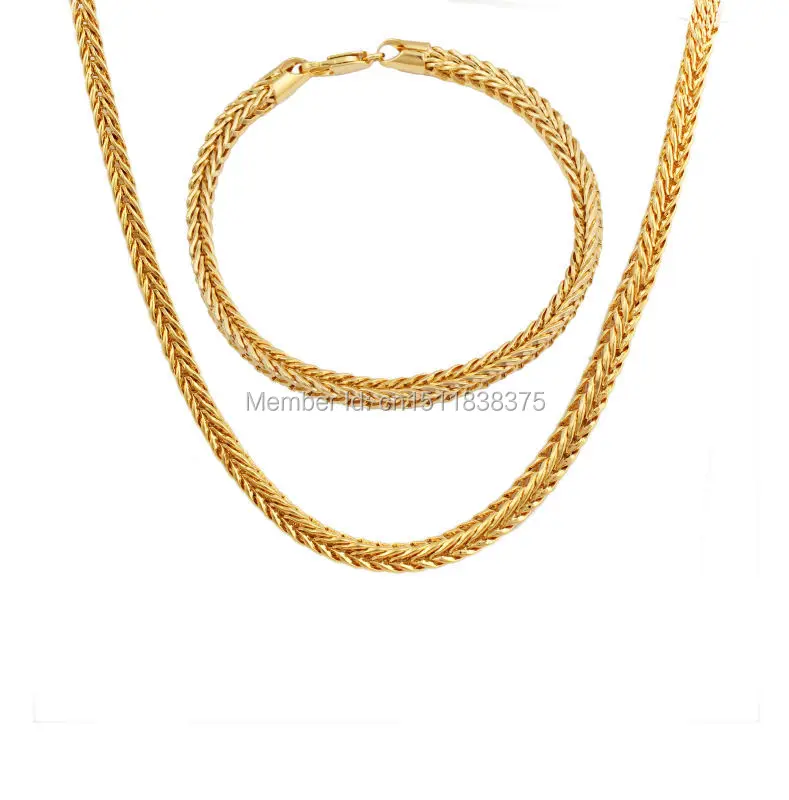 2017 распродажа Набор ювелирных изделий золотого цвета для мужчин и женщин