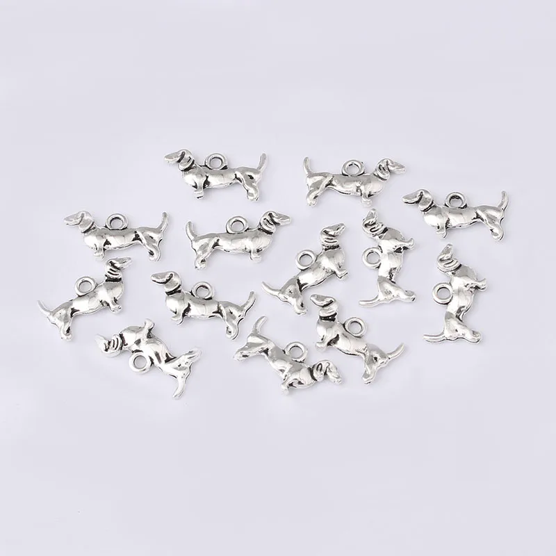 30pcs Antique Silver Animal Dog Charm Pendant For Bracelet Necklace Jewelry DIY Making Handmade 10x18mm | Украшения и аксессуары