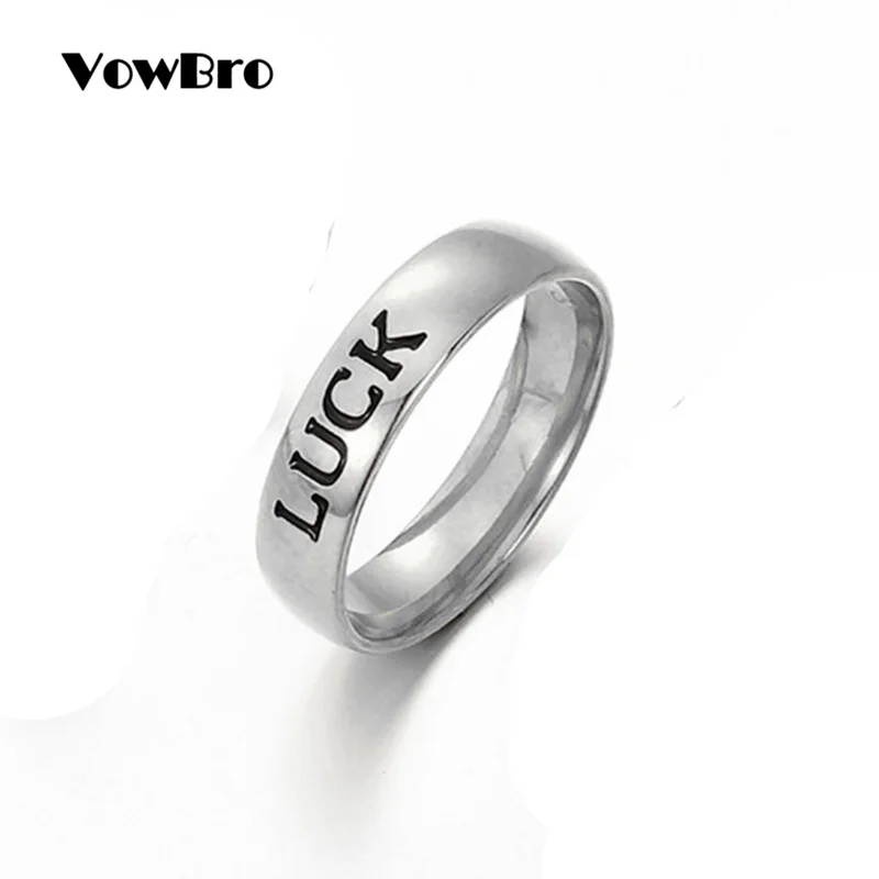 Wowbro унисекс Золото Серебро Цвет удачи буквы кольца для мужчин и женщин