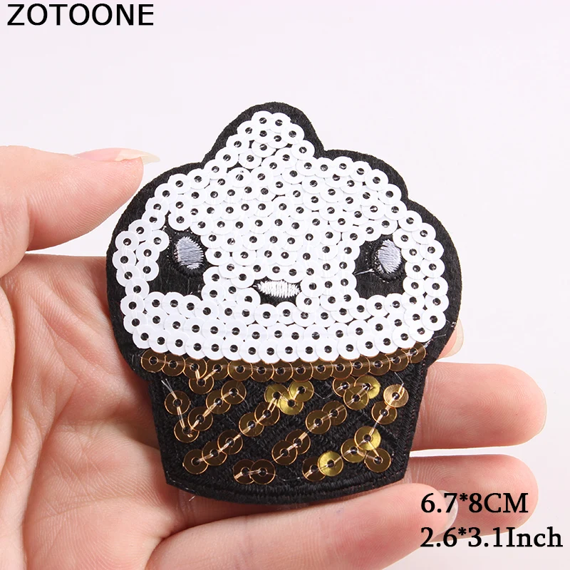 Нашивка ZOTOONE с вышивкой в виде животных фруктов пищи букв глаз кошки блестки