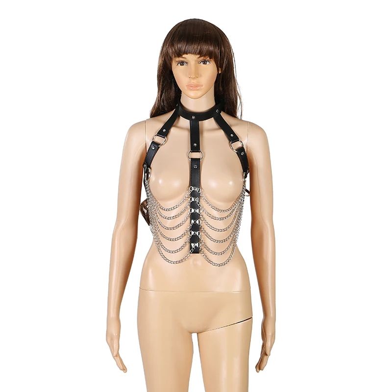 Leather Harness For Female Punk Harajuku Bust Stocking Garter Sexy Choker Chain Belt Suspenders Straps Waist Bondage Bdsm Cage | Женская