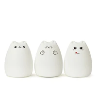 cartoon cat led night light silicone luminaria touch tap control nursery night light for baby kids reading sleeping gift
