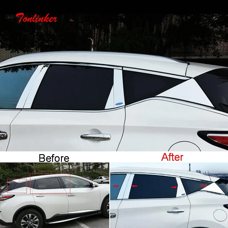 Tonlinker наклейки для наружной двери окна столба Nissan murano 2015-19 Стайлинг автомобиля 8