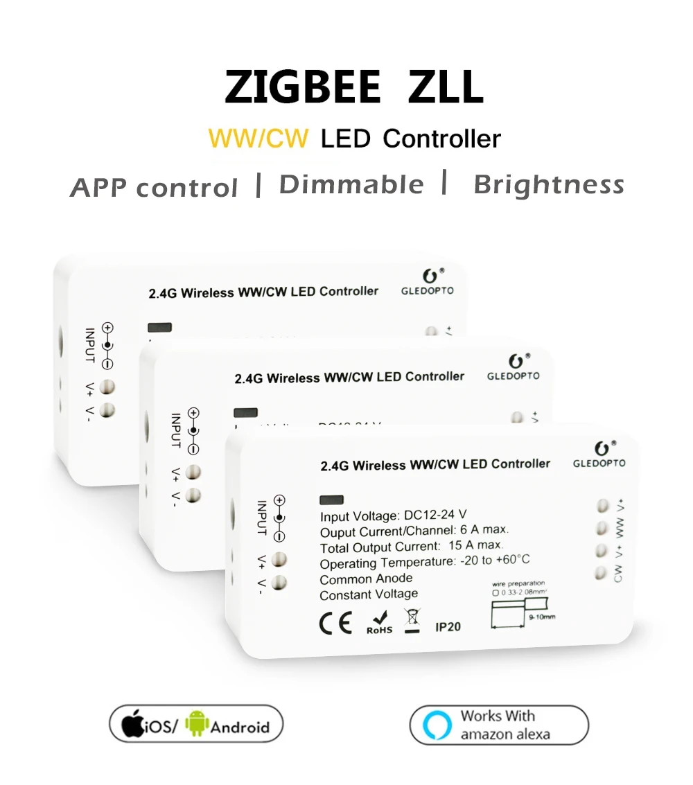 G светодиодный OPTO ZIGBEE мост светодиодный контроллер ww/cw лента с диммером контроллер DC12/24 V zll Стандартный светодиодный