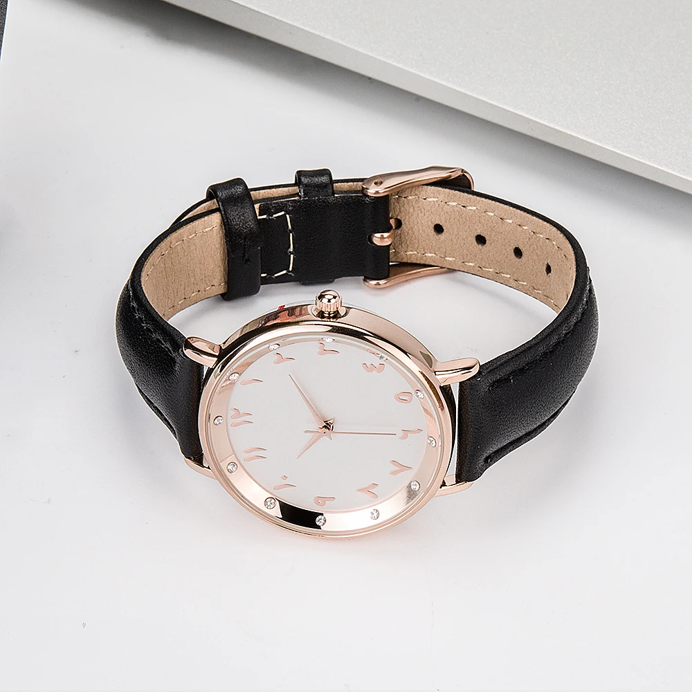 Часы женские Reloj Hombre Numeros arabe. Ремешок для часов из натуральной кожи. Японские кварцевые часы