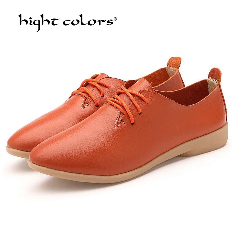 

Big Size 35~44 Women Shoes Loafers Flats Casual Split Leather Lace Up Ladies Female Shoe Yellow Black Orange White PF616