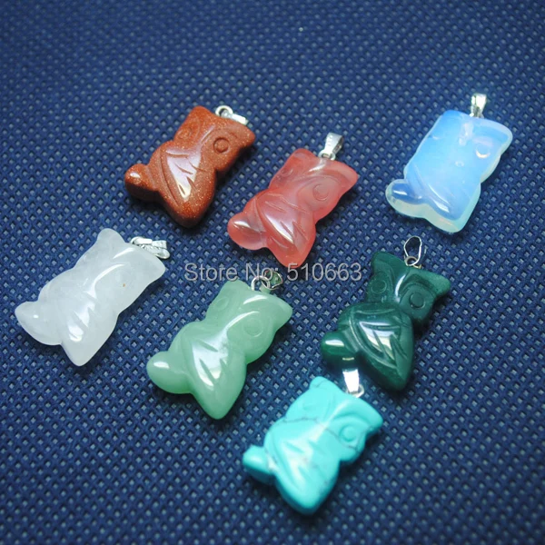 10 шт./Лот подвеска с натуральным драгоценным камнем Сова животные Подвеска для