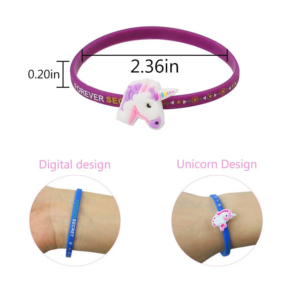 12 Pcs Lovely Unicorn Bracelet And Keychain Rubber Wristbands Pendant Keyring For Girls Unicorn-Themed Party Supplies Fa | Украшения и