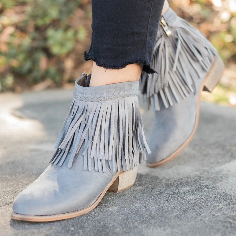 Однотонные кисточки Botas Mujer обувь на каблуке Zapatos De слипоны ботильоны женская