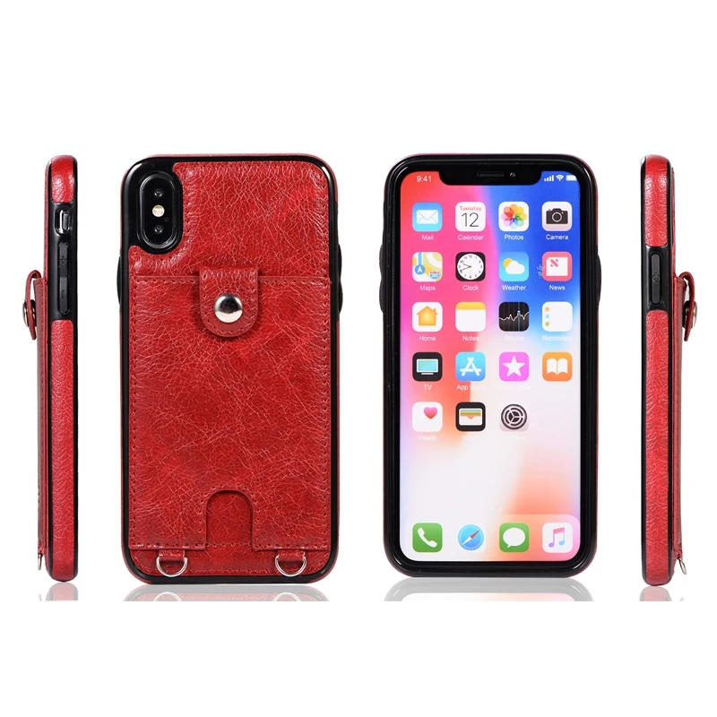 Флип-кейс с веревочным шнуром для iphone X XS XR Max чехол из искусственной кожи 6 6s 7 8 plus