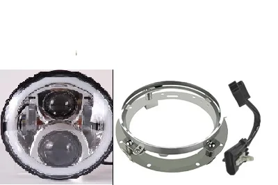 Chrome lamp and ring " светодиодный налобный светильник DRL Hi/Low Beam проектор двигатель 4,5" противотуманный светильник для мотоцикла лампа для Harley Street Glide Road King Electra Glide - Цвет: Chrome lamp and ring
