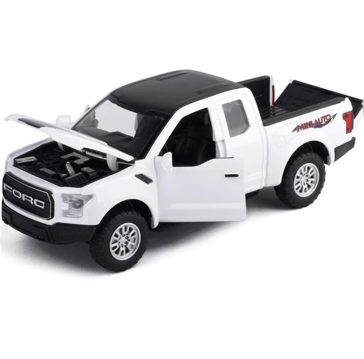 Белый 1:32 F150 pick up Truck модель автомобиля из сплава металлические Литые Игрушки транспортные средства оттягиваются мигающий Звук для детей игрушки - Цвет: Белый