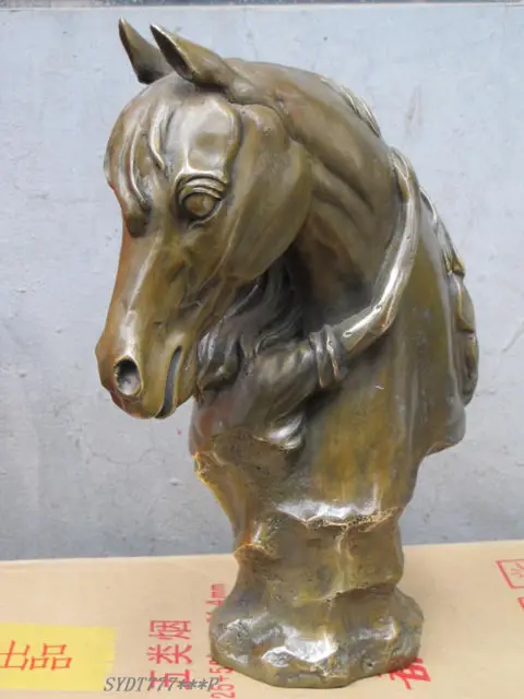 12 5 &quotКрасивая Чистая Бронзовая скульптура всадники ласка голова лошади