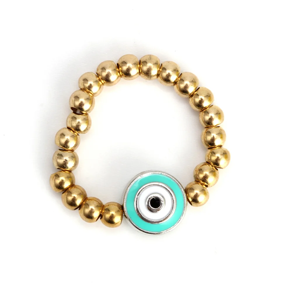 Light Blue Lucky Eye бисерное кольцо с регулируемой окружностью золотистое кольцо медные бусины синий черный кулон от сглаза кольцо ювелирные изделия для женщин EY6299 - Цвет основного камня: Light Blue