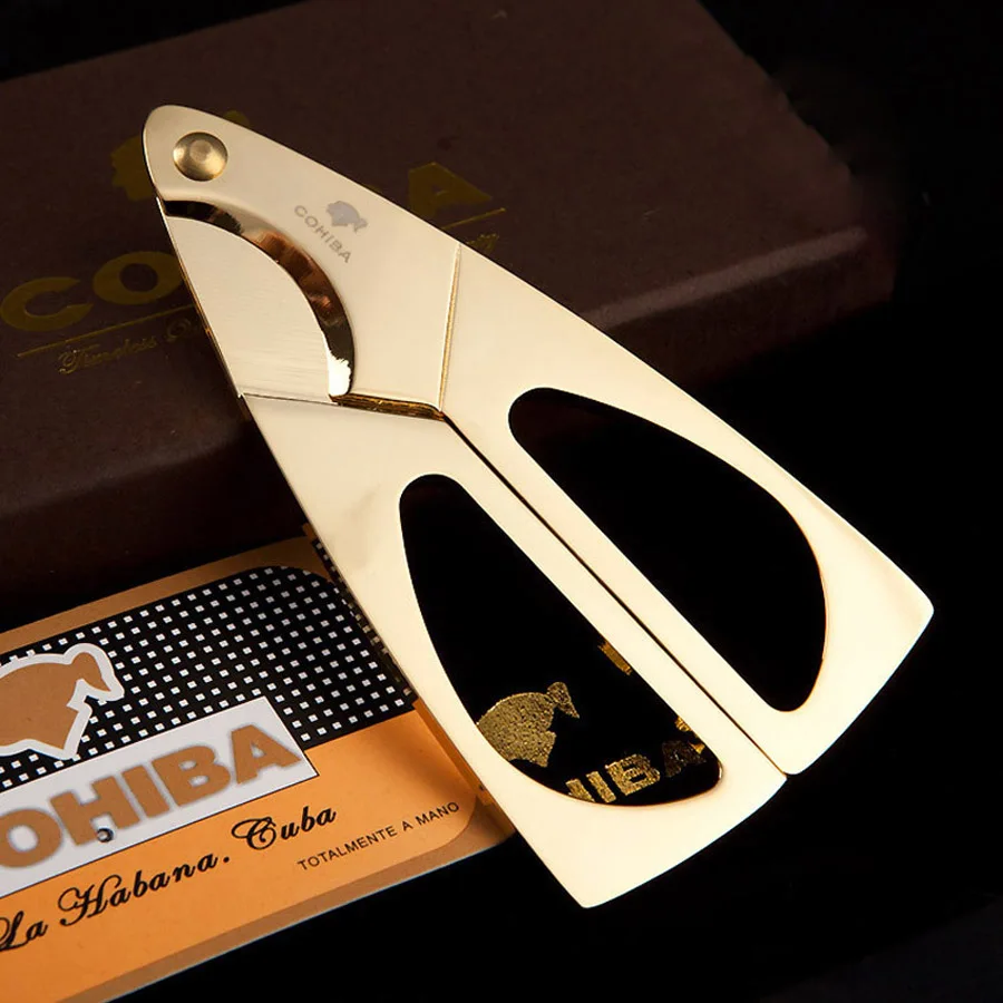 345F COHIBA двойные лезвия нержавеющая сталь золото серебро P Дерево сигары резак Карманные гаджеты Zigarre резак нож кубинские сигары ножницы - Цвет: 345F