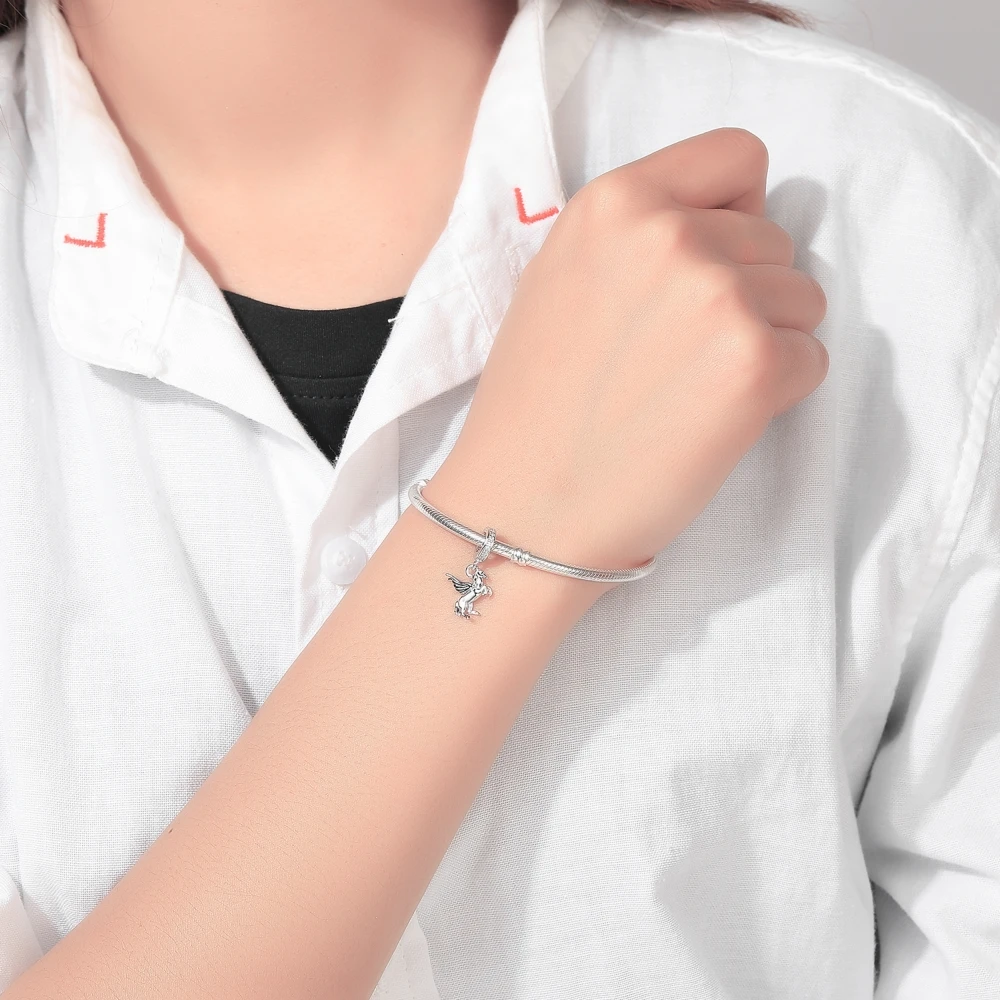 Шаг вперед Стерлинговое Серебро 925 пробы изысканный Шарм Пегаса подходит для