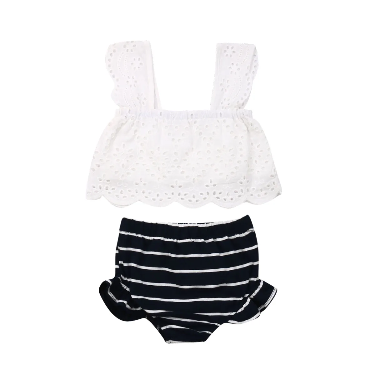 Милый кружевной топ без рукавов для новорожденных девочек детские шаровары в